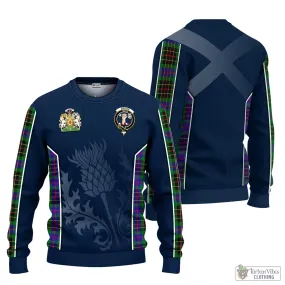 Brodie Hunting Modern Tartan Knitted Sweatshirt with Family Crest and Scottish Thistle Vibes Sport Style