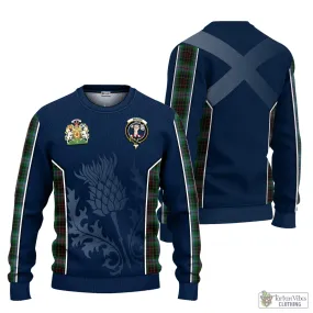 Brodie Hunting Tartan Knitted Sweatshirt with Family Crest and Scottish Thistle Vibes Sport Style