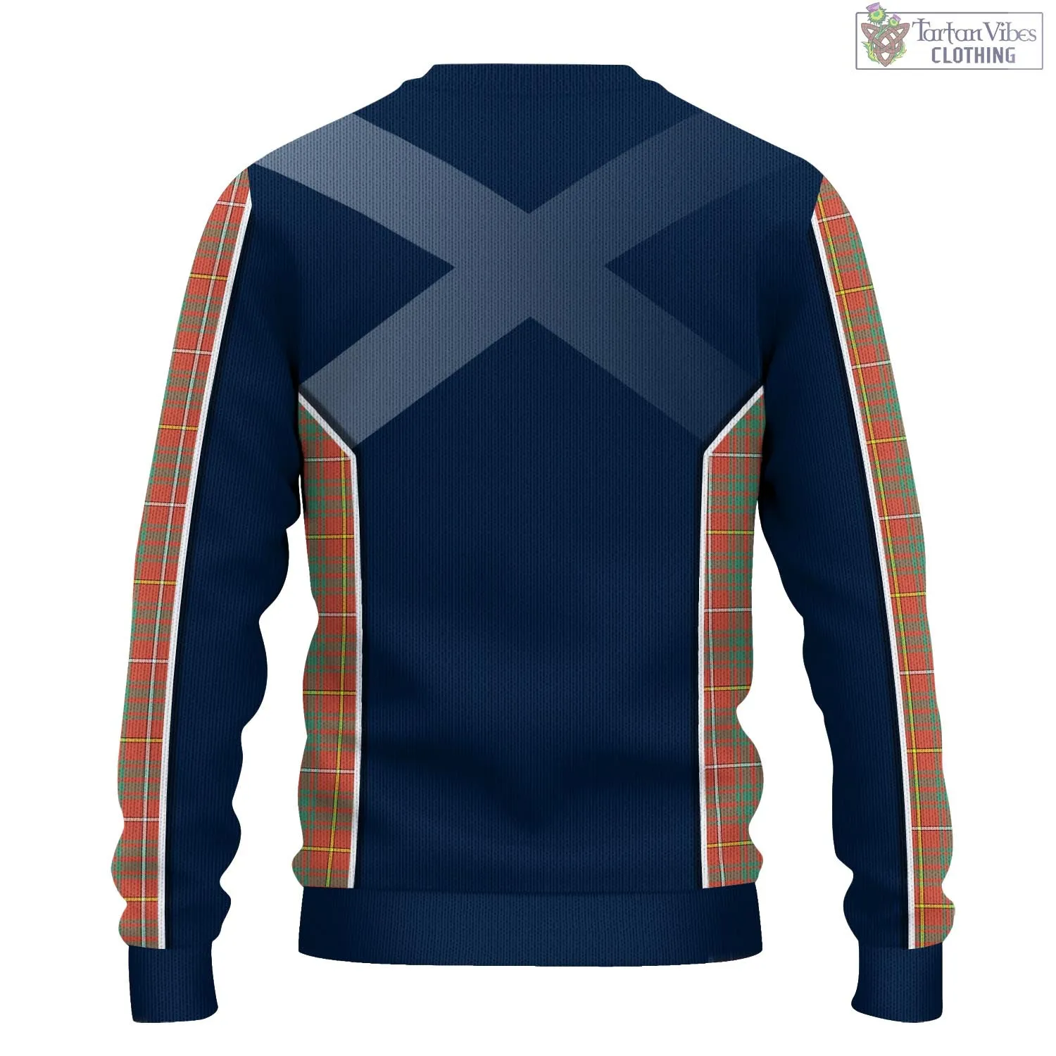 Bruce Ancient Tartan Knitted Sweatshirt with Family Crest and Scottish Thistle Vibes Sport Style