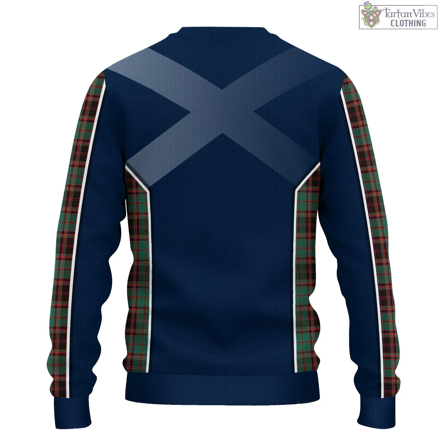 Buchan Ancient Tartan Knitted Sweatshirt with Family Crest and Scottish Thistle Vibes Sport Style