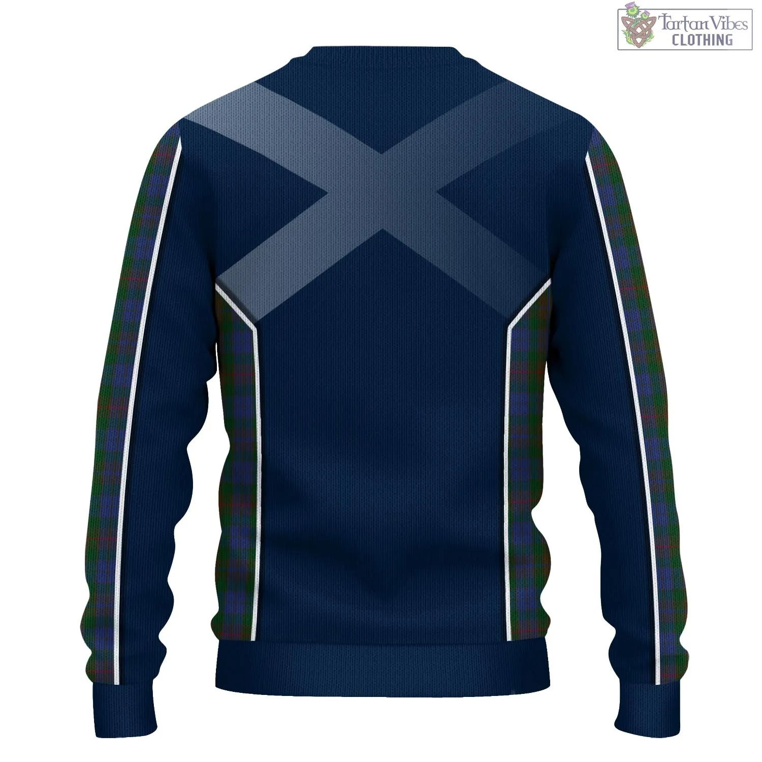 Buchanan Hunting Tartan Knitted Sweatshirt with Family Crest and Scottish Thistle Vibes Sport Style