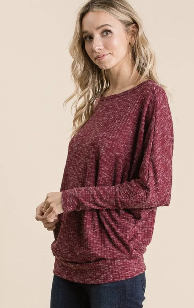 Burgundy Dolman Sleeve Top