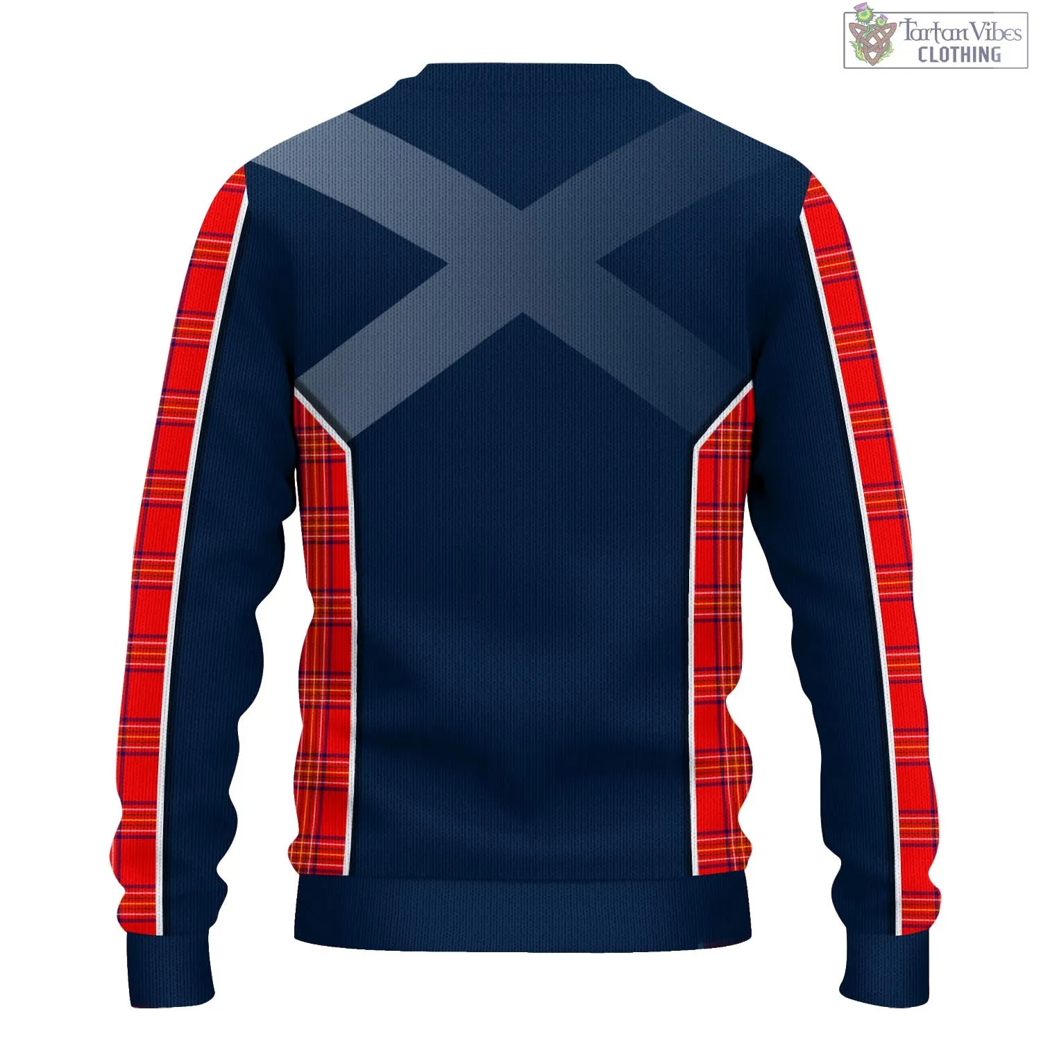 Burnett Modern Tartan Knitted Sweatshirt with Family Crest and Scottish Thistle Vibes Sport Style