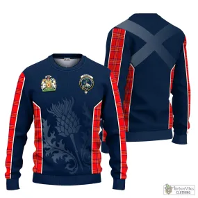 Burnett Modern Tartan Knitted Sweatshirt with Family Crest and Scottish Thistle Vibes Sport Style