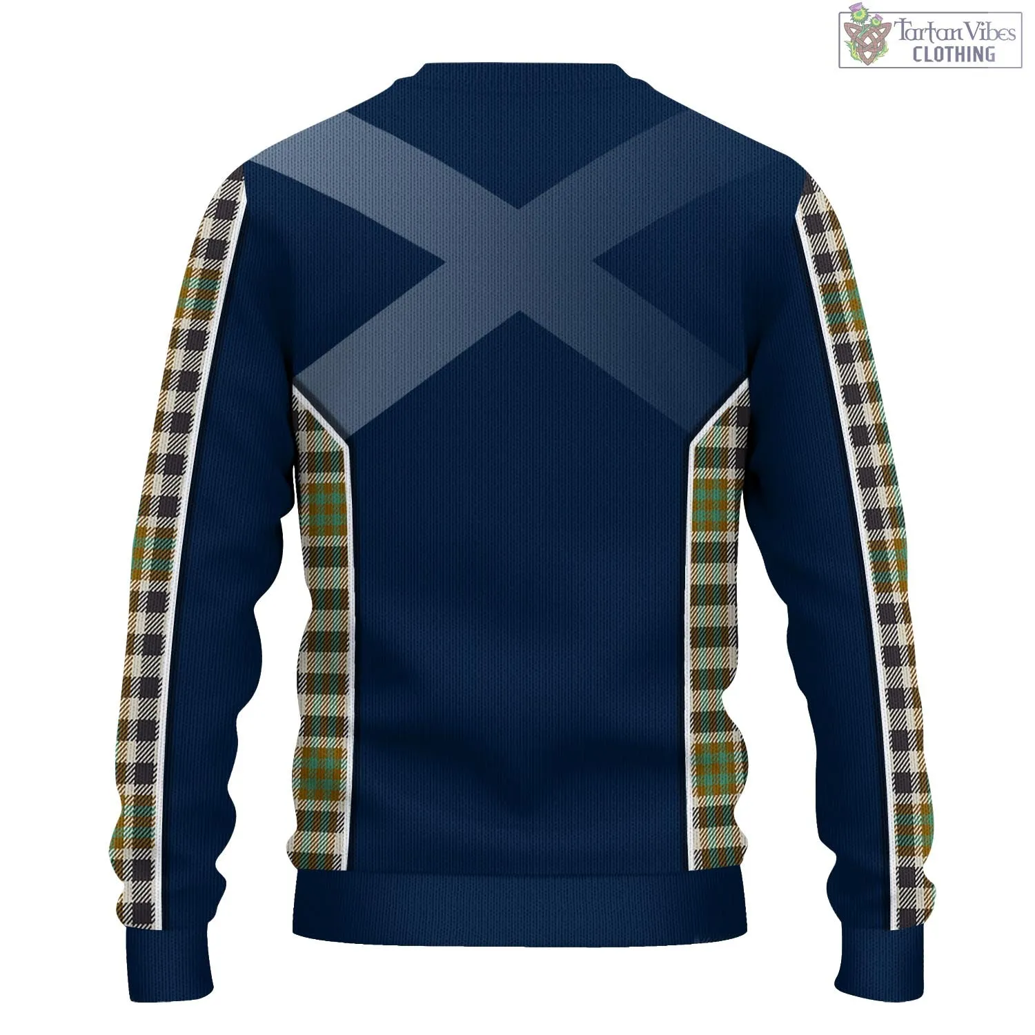 Burns Check Tartan Knitted Sweatshirt with Family Crest and Scottish Thistle Vibes Sport Style