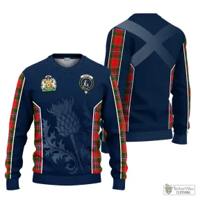 Butter Tartan Knitted Sweatshirt with Family Crest and Scottish Thistle Vibes Sport Style