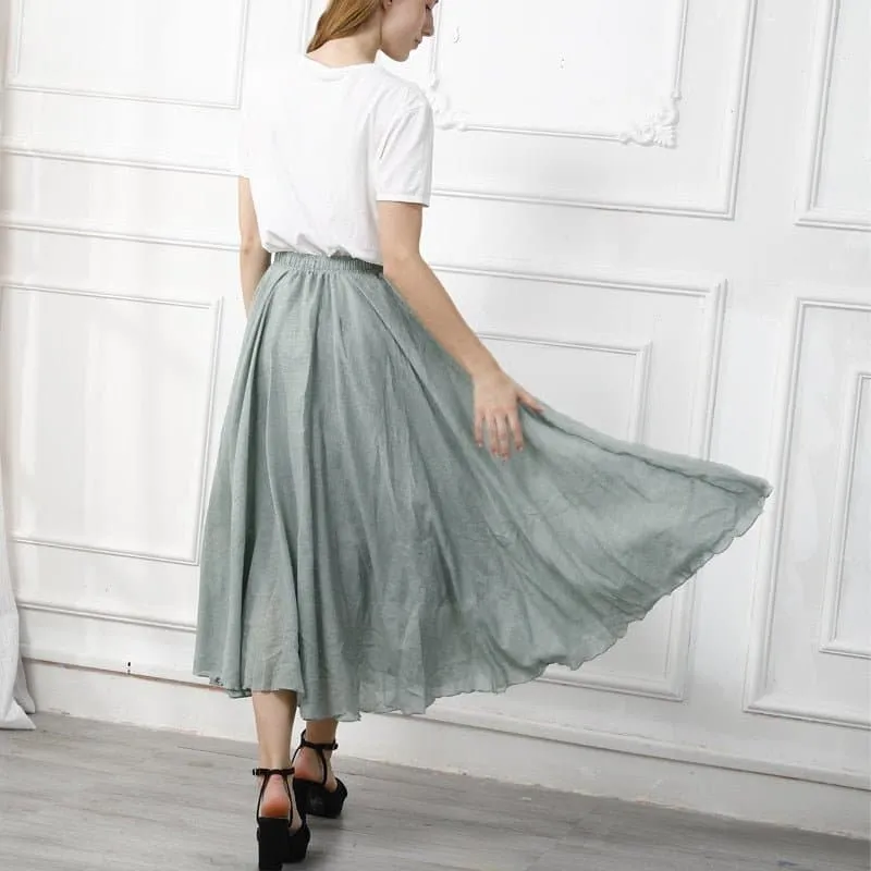 Casual Cotton Boho Maxi Skirt with Lining