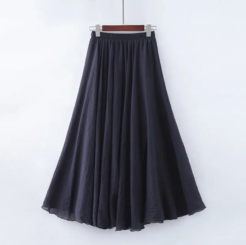 Casual Cotton Boho Maxi Skirt with Lining