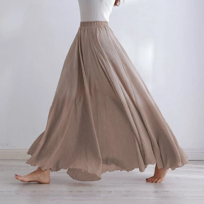 Casual Cotton Boho Maxi Skirt with Lining