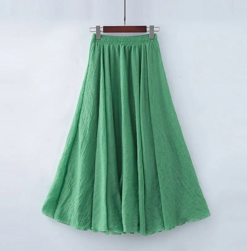 Casual Cotton Boho Maxi Skirt with Lining