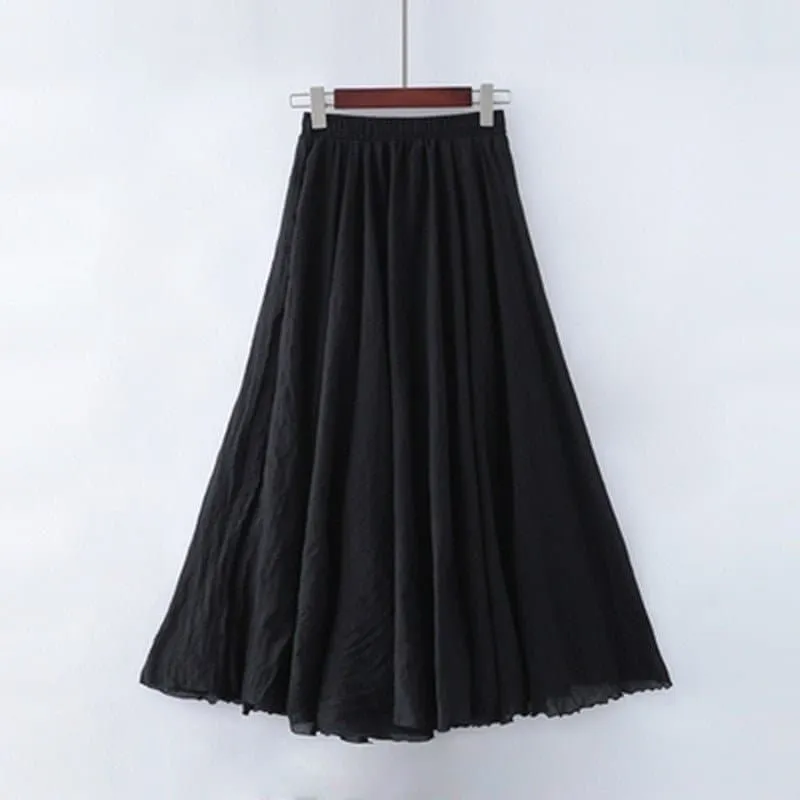 Casual Cotton Boho Maxi Skirt with Lining