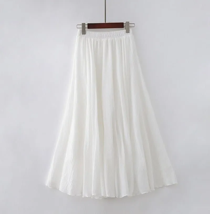 Casual Cotton Boho Maxi Skirt with Lining