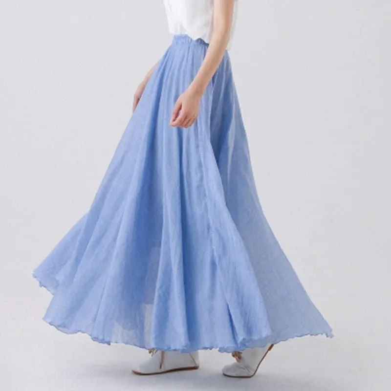 Casual Cotton Boho Maxi Skirt with Lining