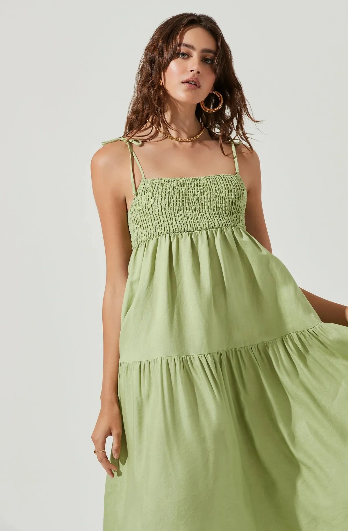 Celery Square Neck Marlene Dress