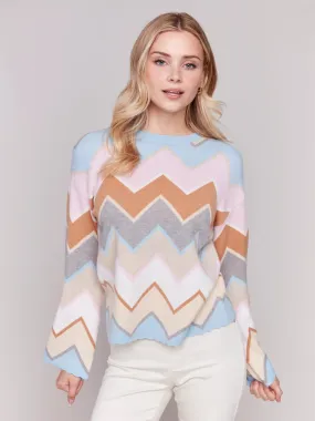 Charlie B Chevron Stripe Crew-Neck Sweater - C2721 - 974A