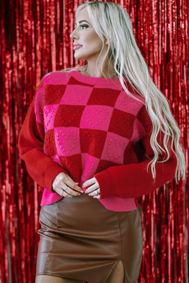 Checkered Hearts Valentine Sweater