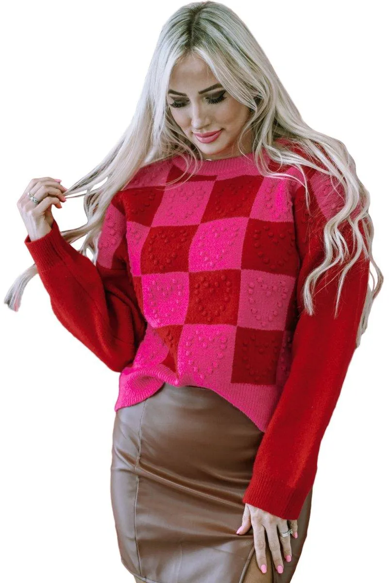 Checkered Hearts Valentine Sweater