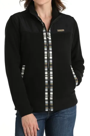 Cinch Ladies Black Polar Fleece Full-zip Jacket with Quilted Yokes