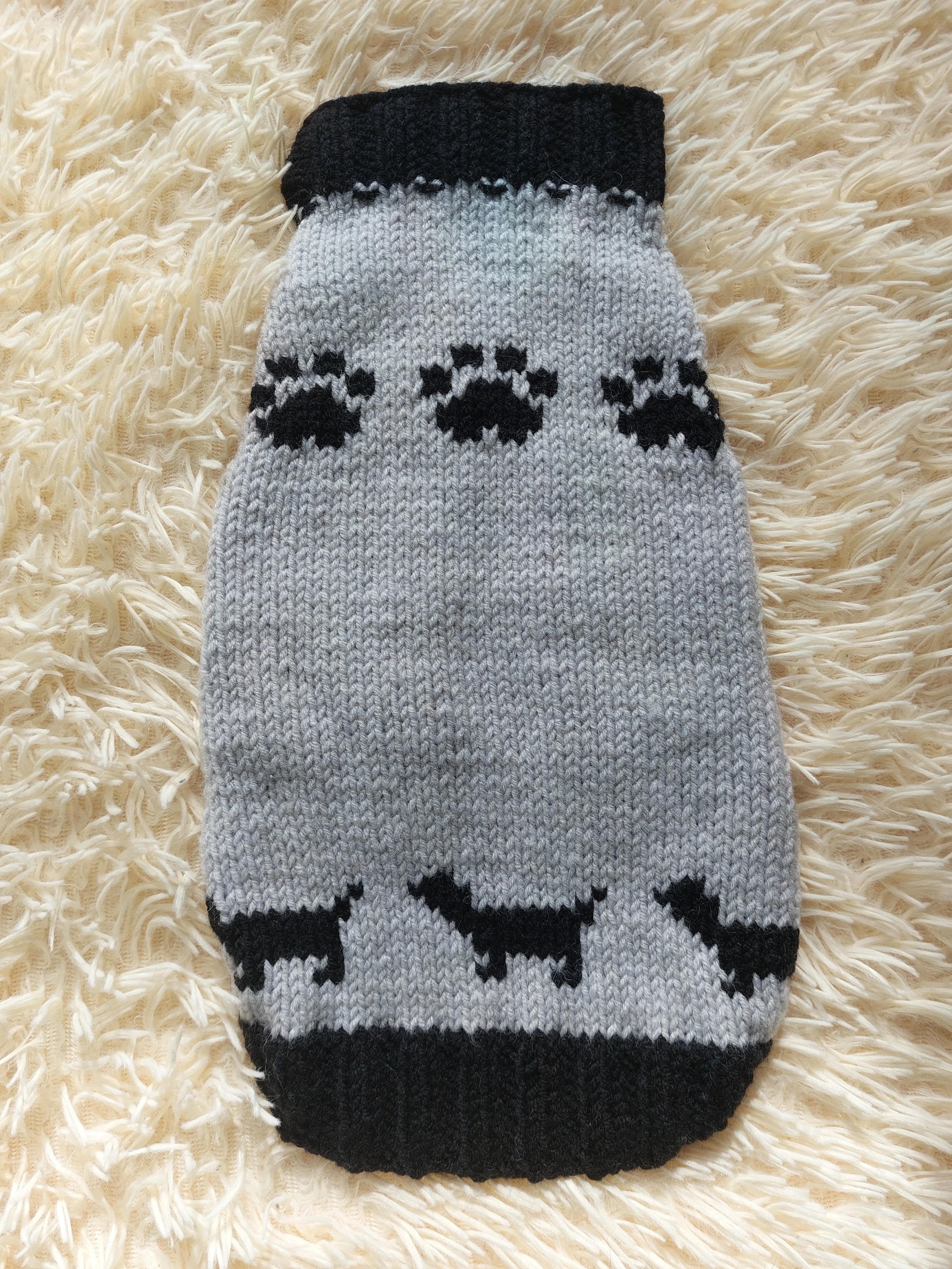 Clothes for a dachshund or small dog knitted winter wool warm jumper with a pattern