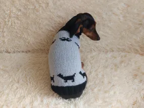 Clothes for a dachshund or small dog knitted winter wool warm jumper with a pattern