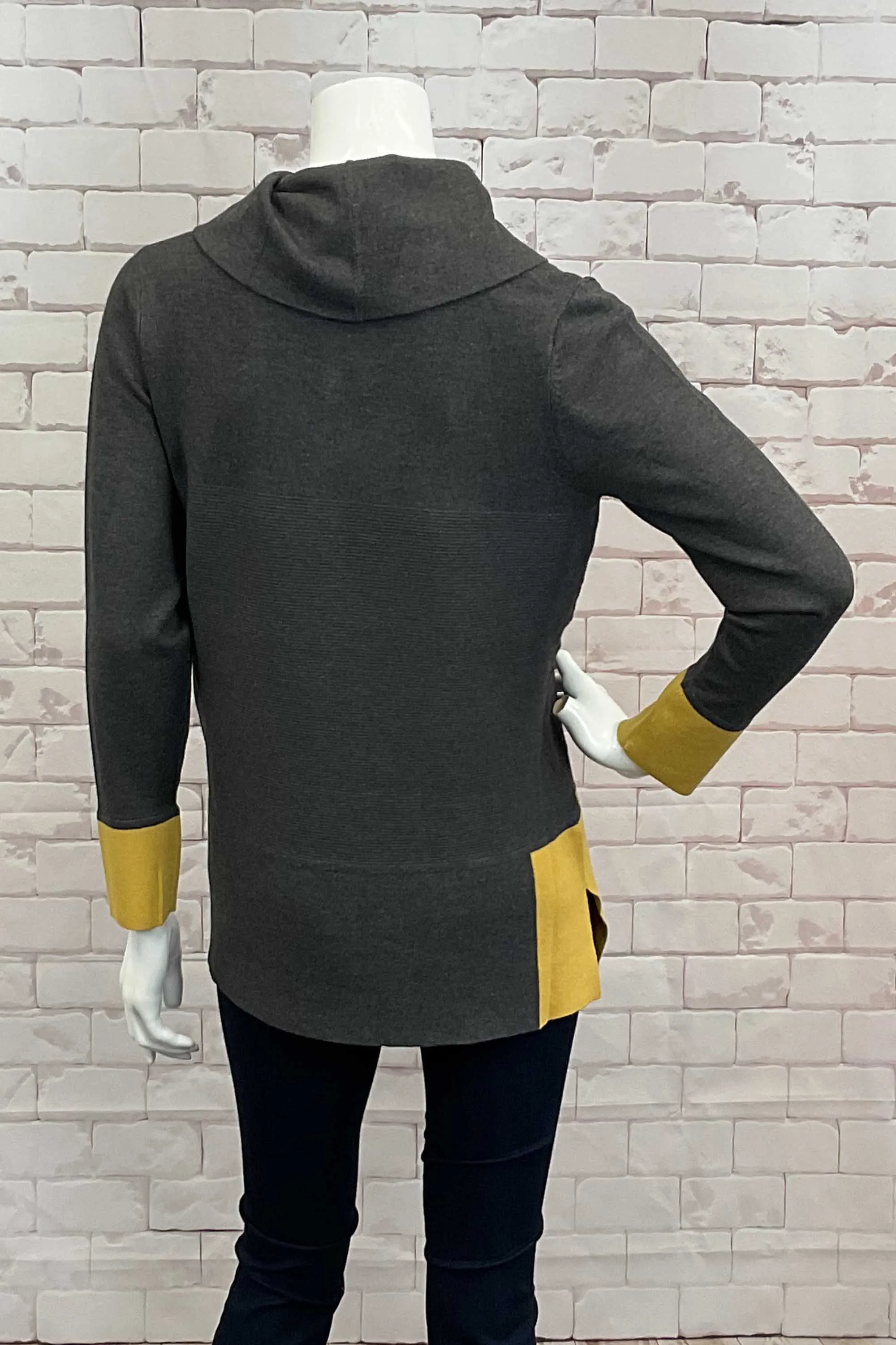 COLOURBLOCK COWL NECK TOP