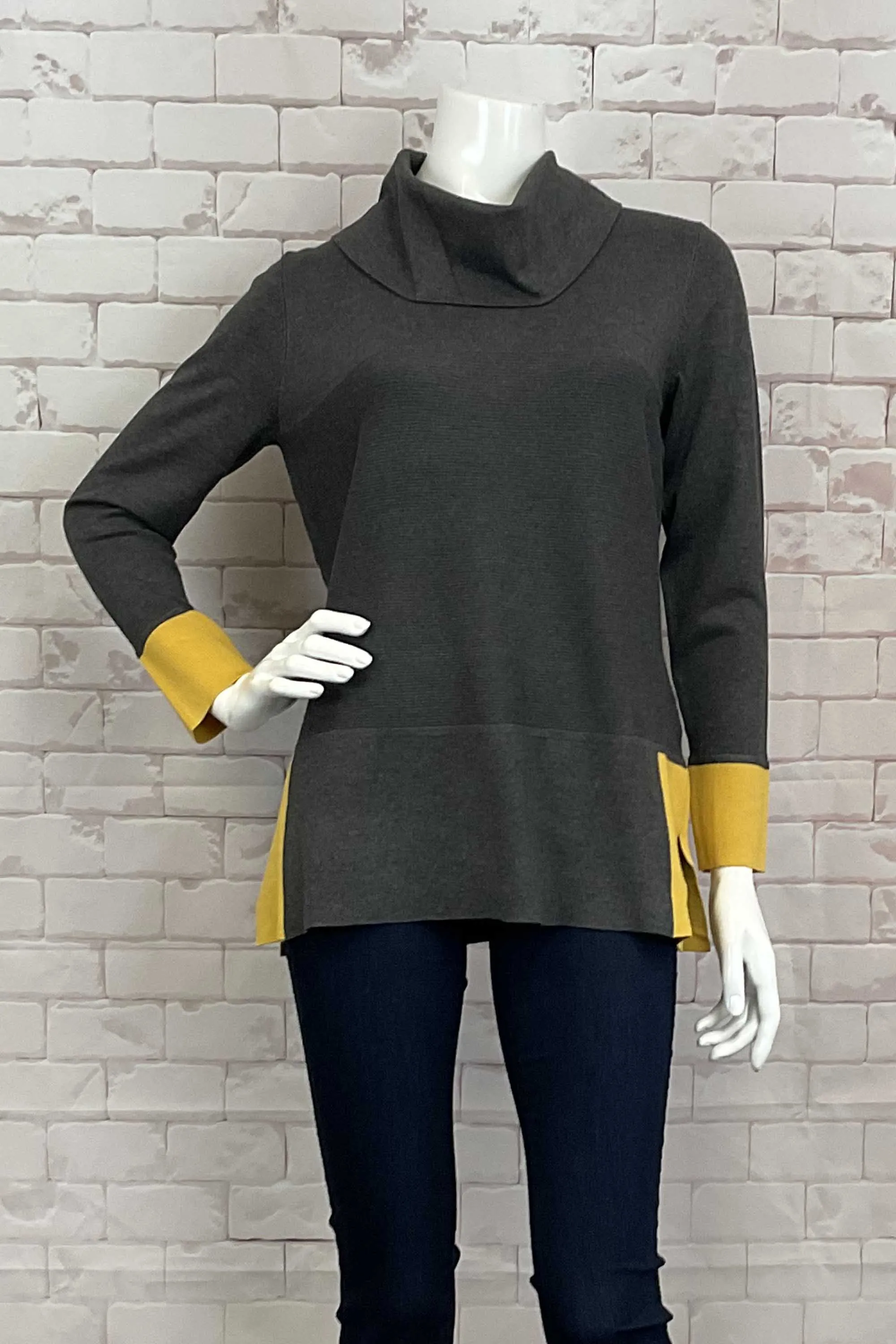 COLOURBLOCK COWL NECK TOP