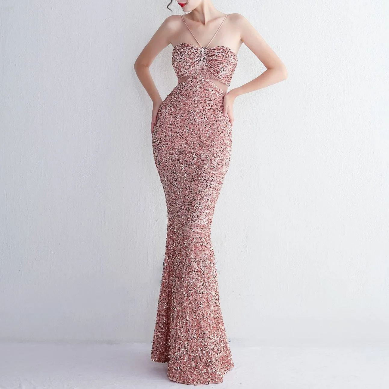 Cora Strapless String With Keyhole Waist Mermaid Dress