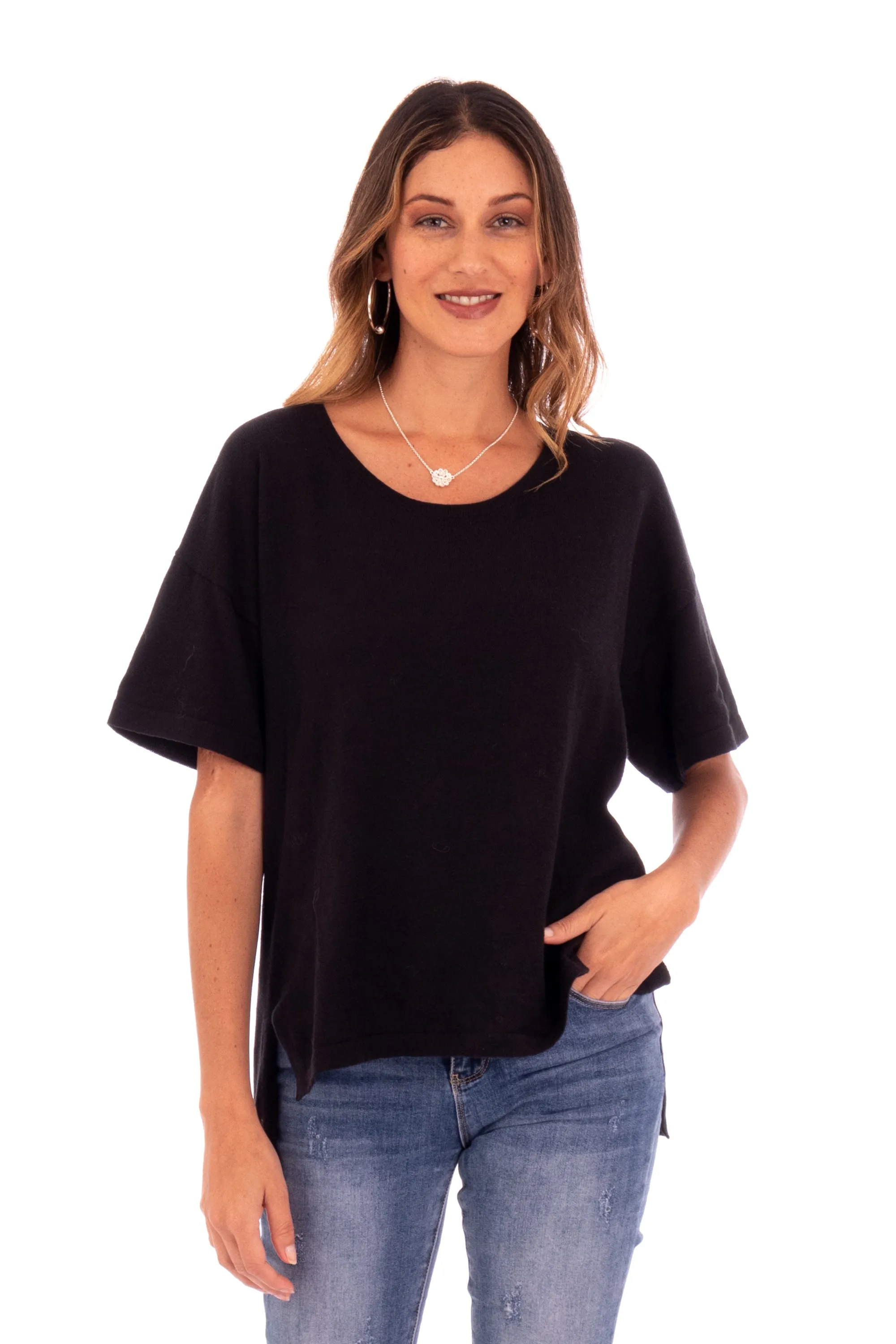 Cotton and Alpaca Blend Black Sweater - Time and Again | NOVICA