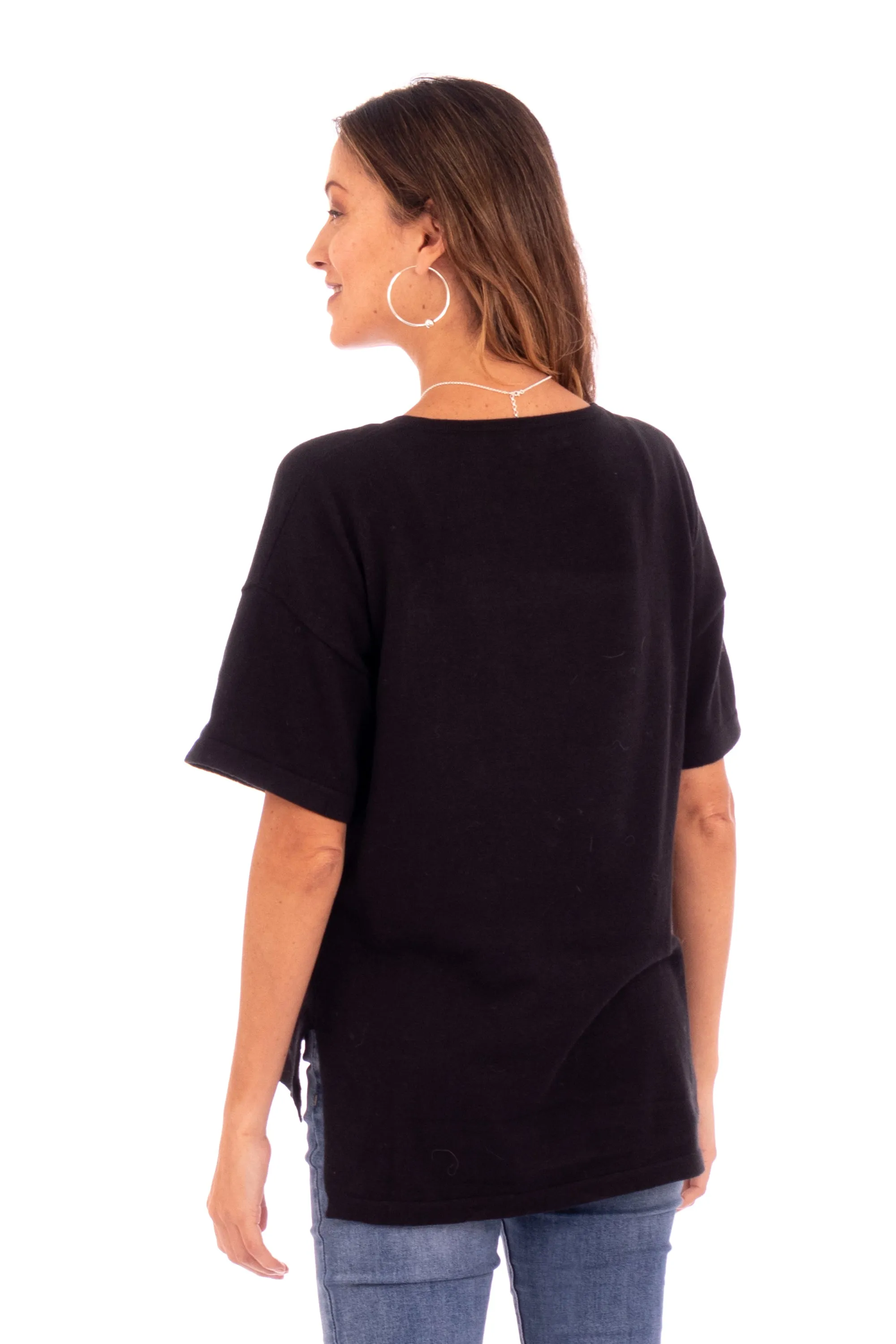 Cotton and Alpaca Blend Black Sweater - Time and Again | NOVICA