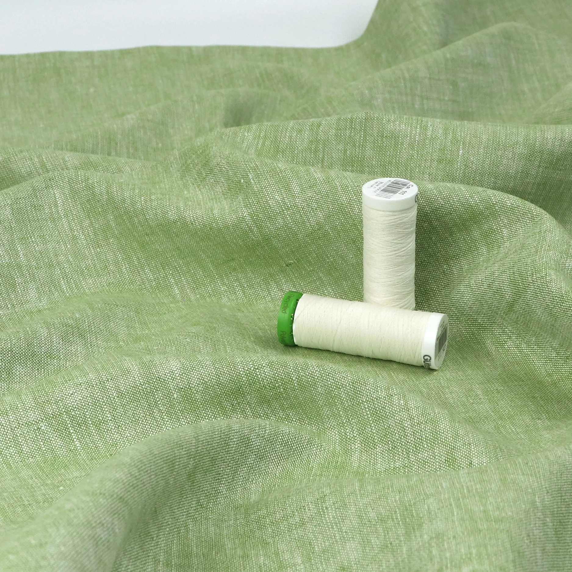 Cotton Linen - Marled Lime Green