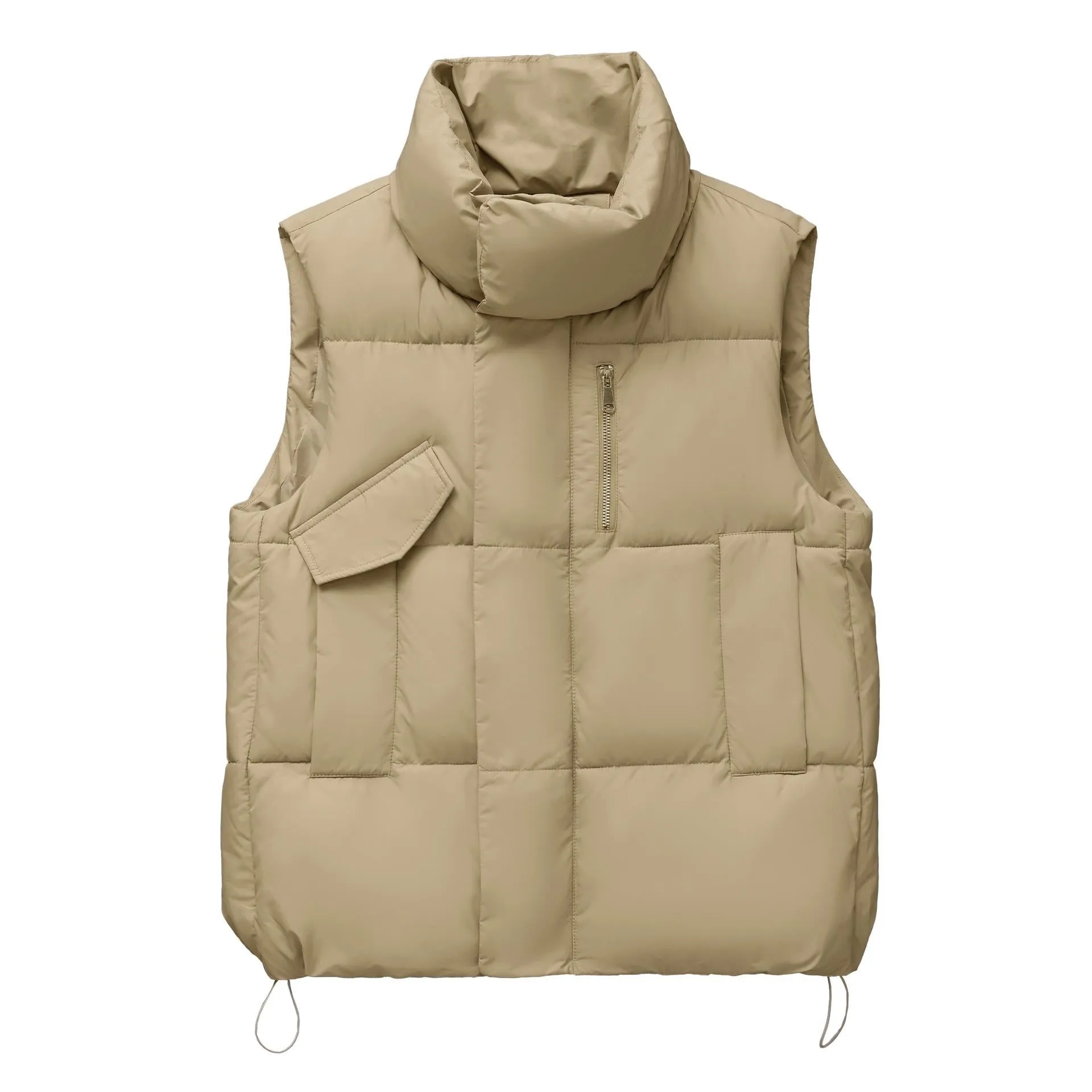 Cotton Stand-Up Collar Cropped Puffer Jacket Vest