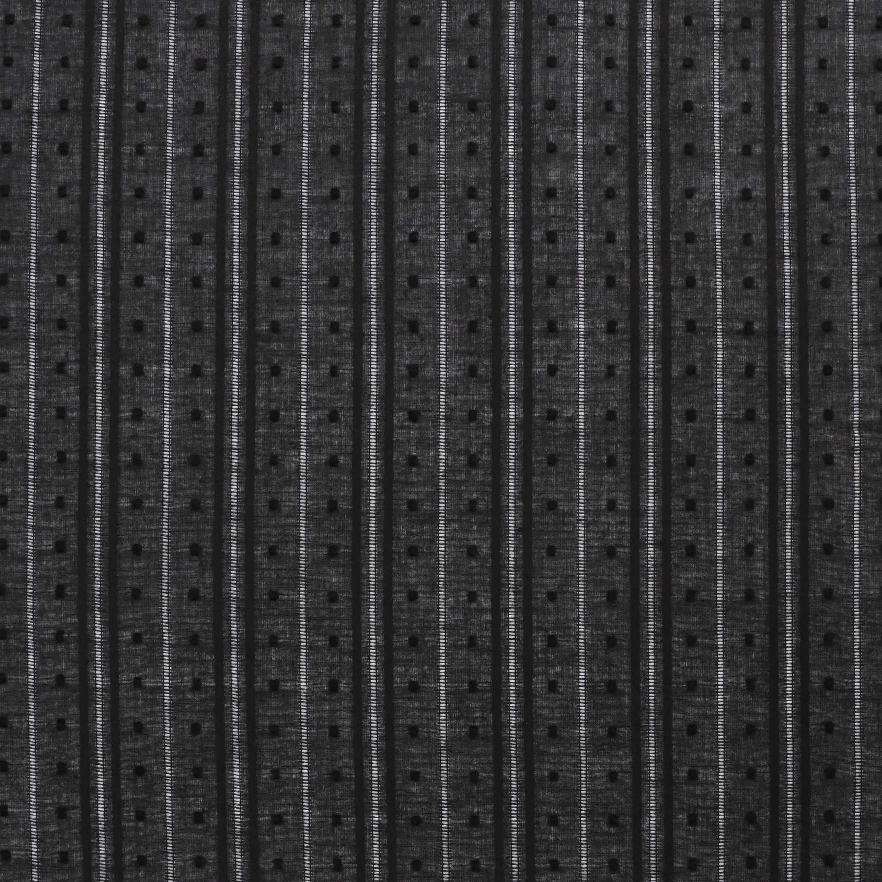 Cotton Voile - Dobby Stripe - Black - END OF BOLT 43cm