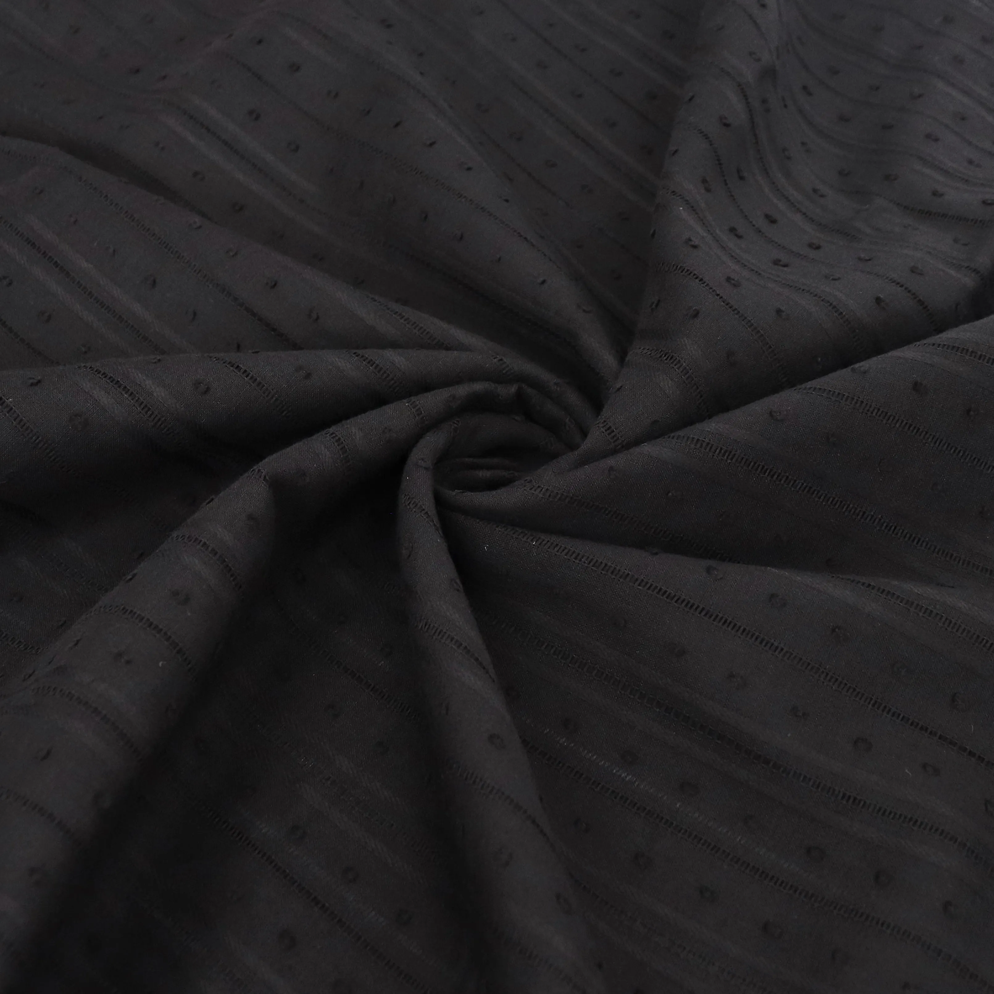 Cotton Voile - Dobby Stripe - Black - END OF BOLT 43cm