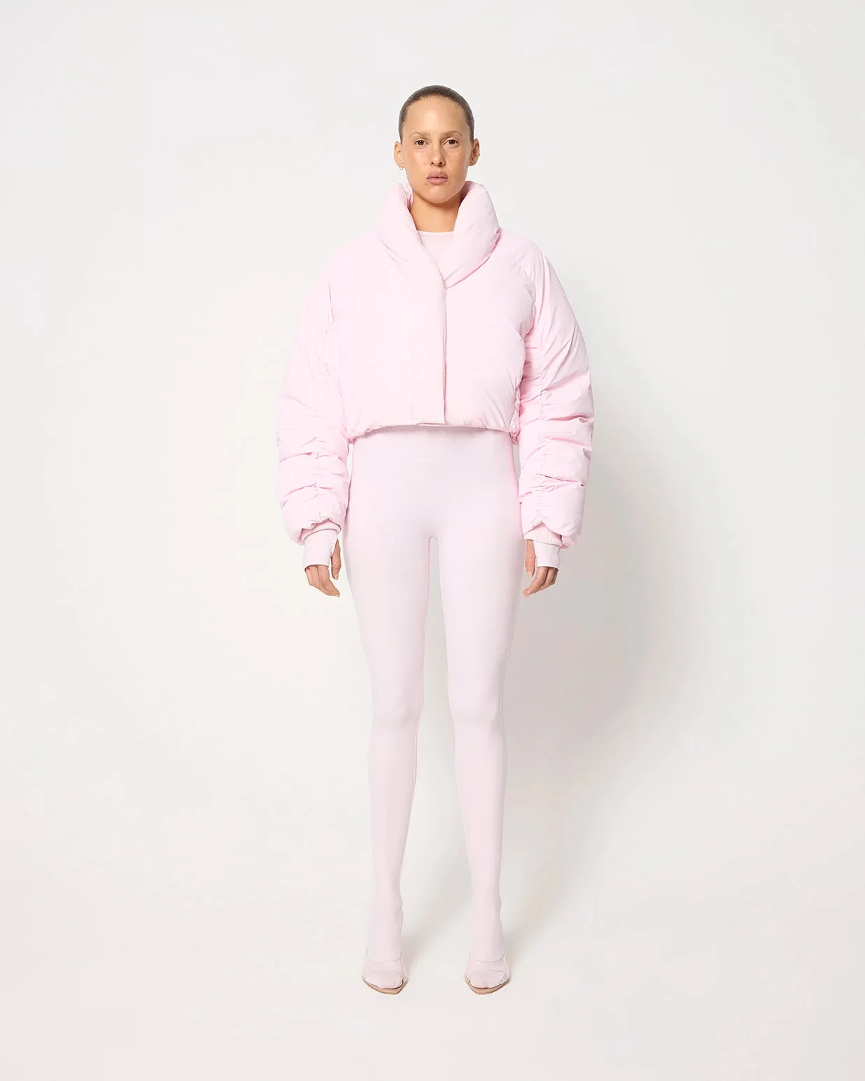 Cropped Puffer Jacket | Powder Pink