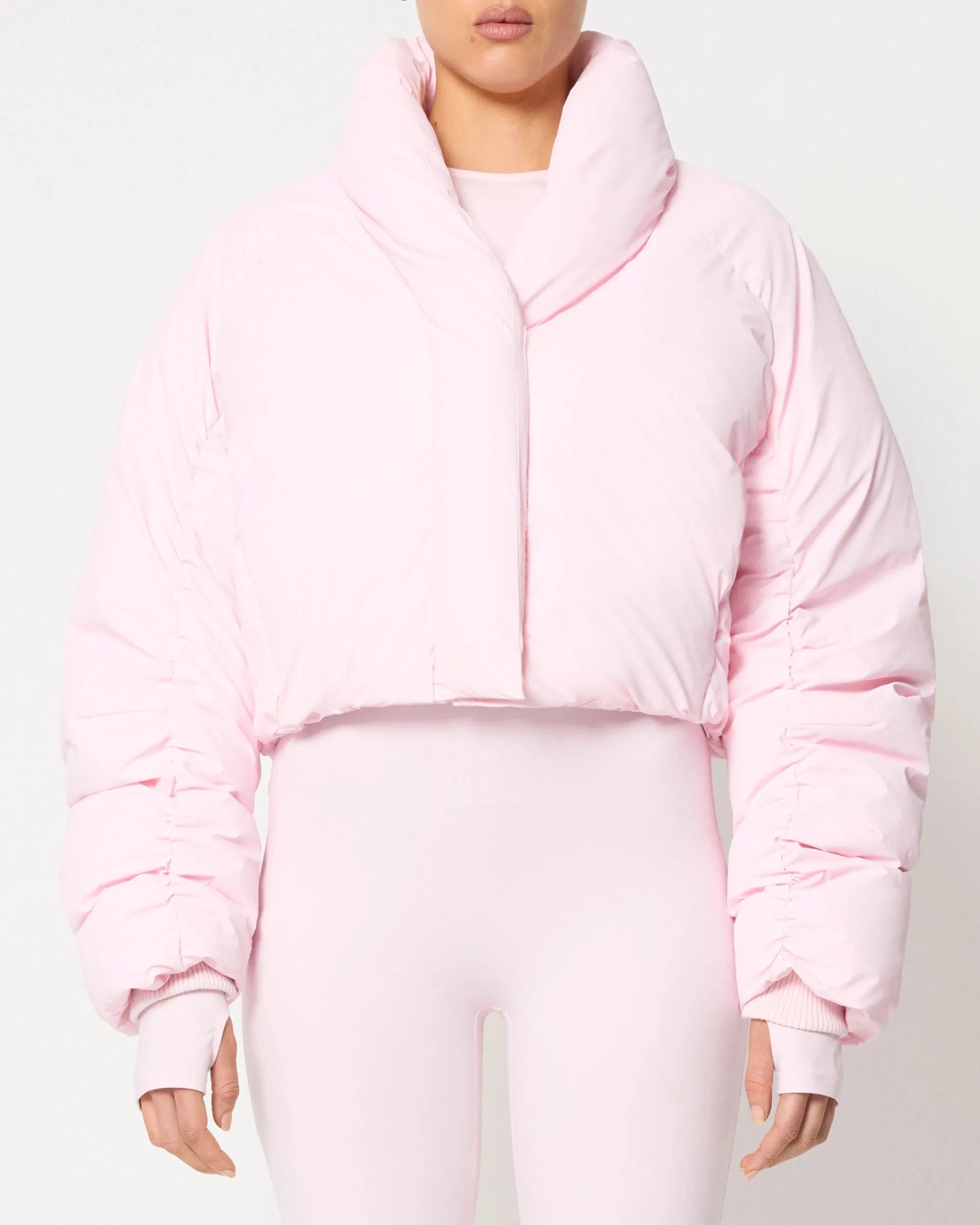 Cropped Puffer Jacket | Powder Pink