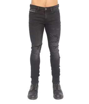 Cult Of Individuality - Super Skinny Jeans (Jet Black) - Cotton Spandex Low Rise