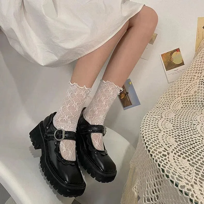 Cute Lolita Socks with Ribbon | Frilly Socks with Lace