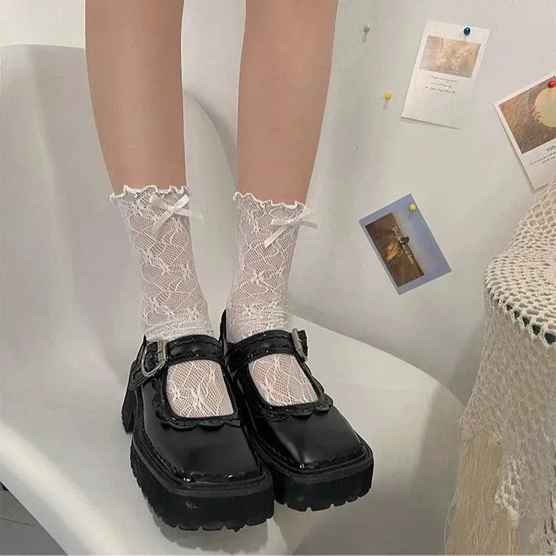 Cute Lolita Socks with Ribbon | Frilly Socks with Lace