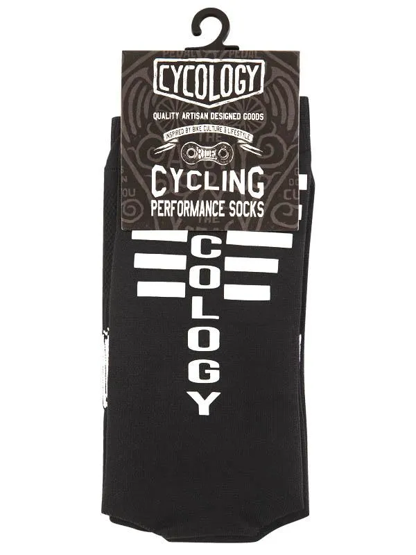 Cycology Reflective Logo Cycling Socks Black