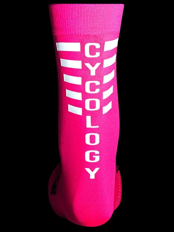 Cycology Reflective Logo Cycling Socks Pink