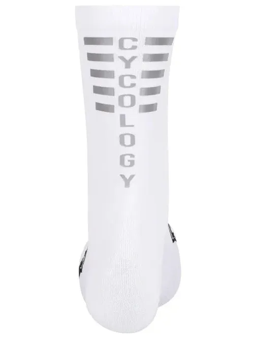 Cycology Reflective Logo Cycling Socks White