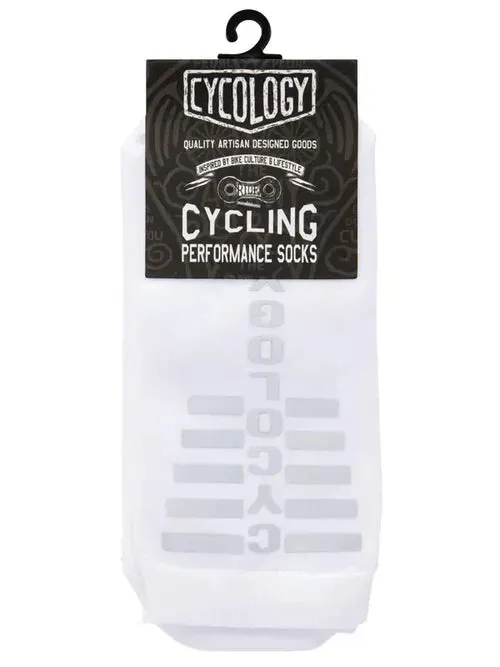 Cycology Reflective Logo Cycling Socks White