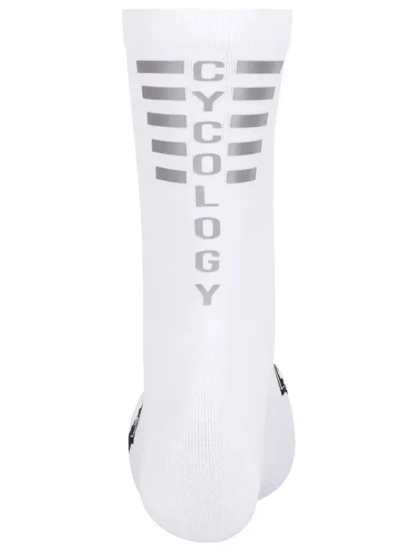 Cycology White Reflective Logo Cycling Socks