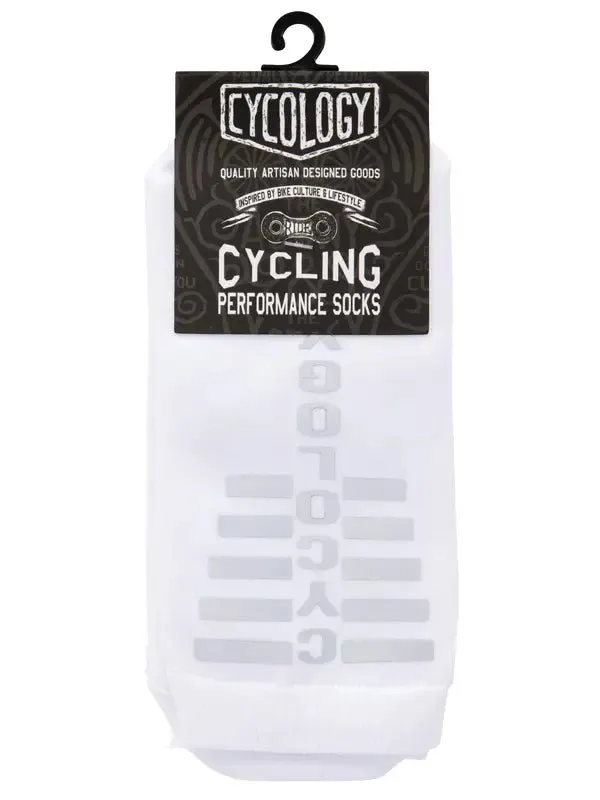 Cycology White Reflective Logo Cycling Socks