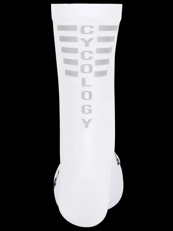 Cycology White Reflective Logo Cycling Socks