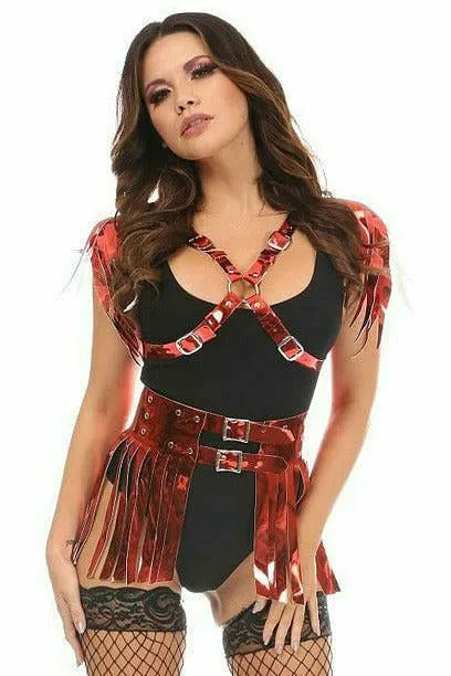 Daisy Corsets Red Metallic Fringe Skirt