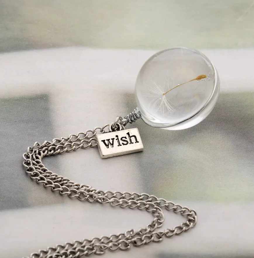 Dandelion Seed Wishing Pendant Necklace