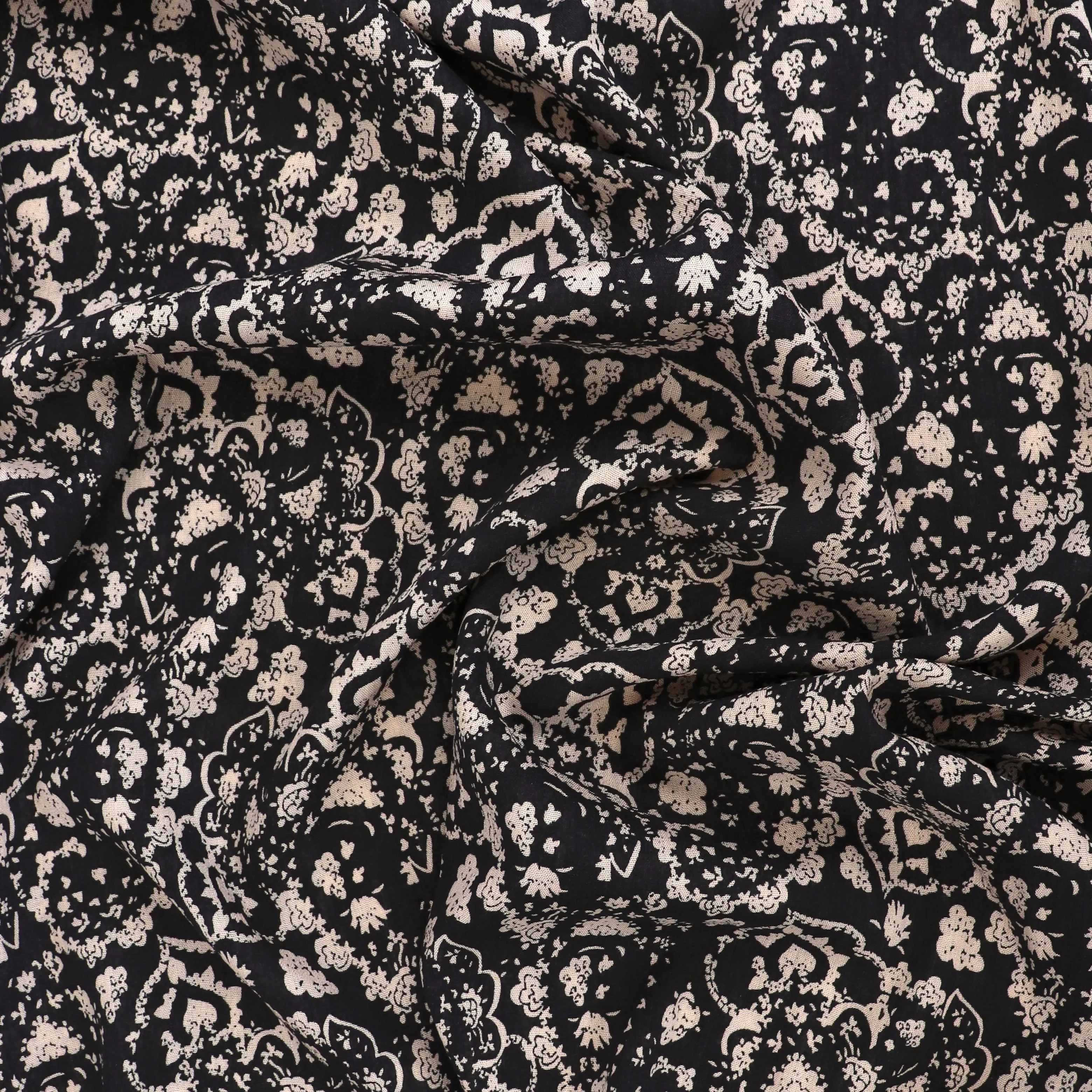 Deadstock Viscose Crepe - Midnight Paisley