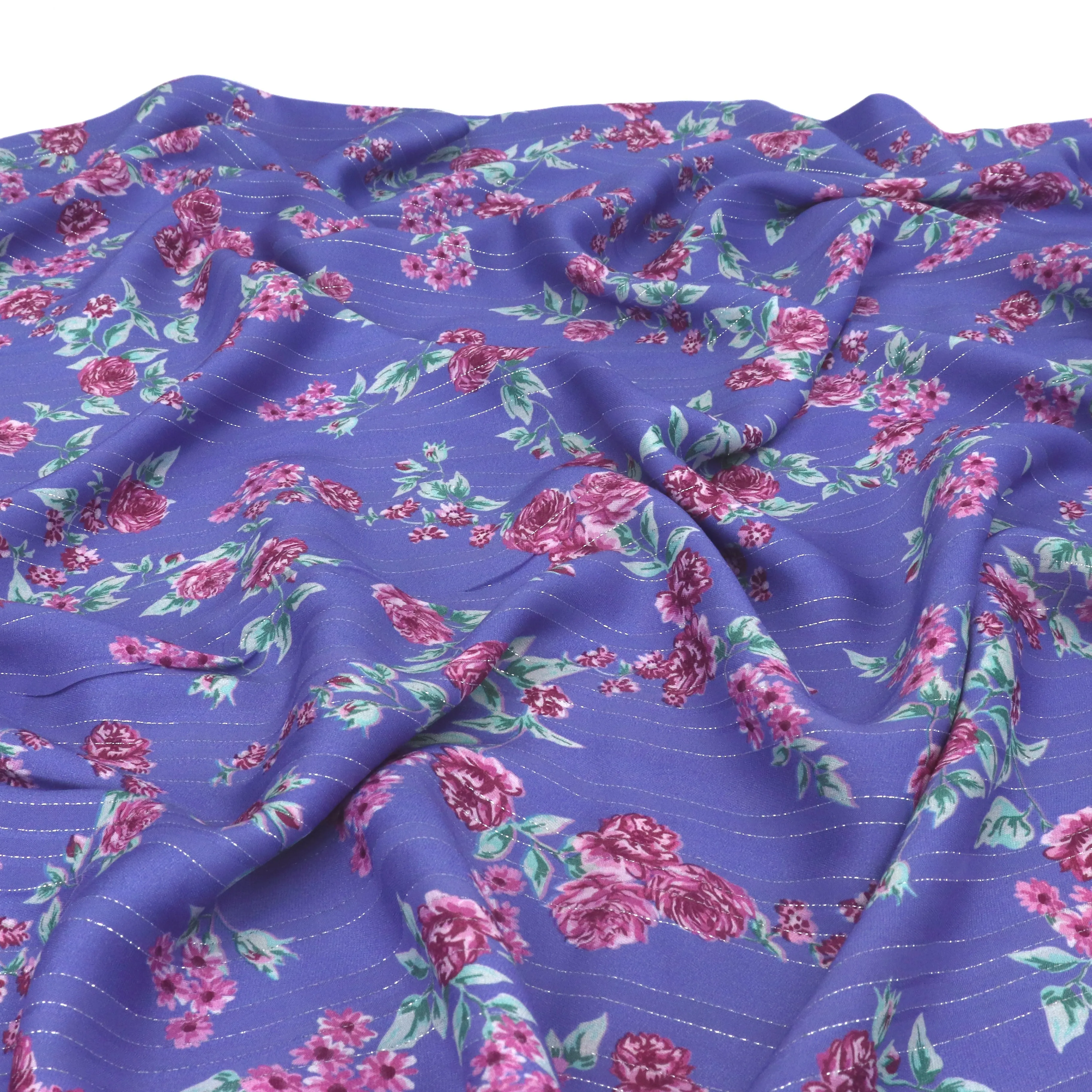 Deadstock Viscose Lawn - Disco Rose - Periwinkle - SALE