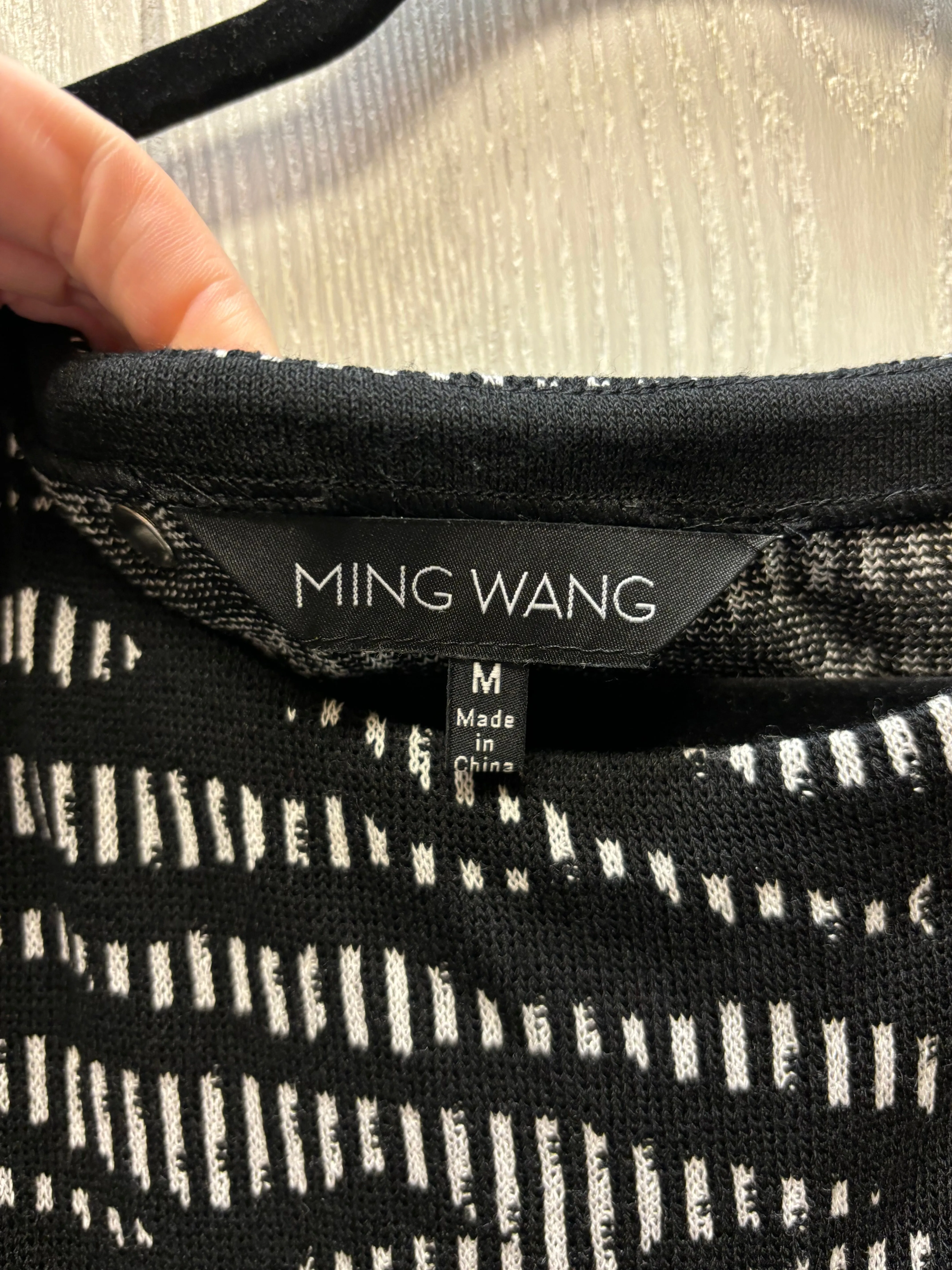 Dress Sweater By Ming Wang In Black & White, Size: M